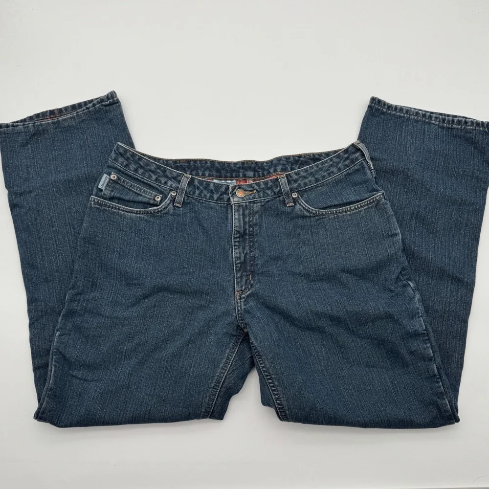 Carhartt Flannel Lined Relaxed Fit Jeans Womens 14x32 Dark Wash‎ Denim